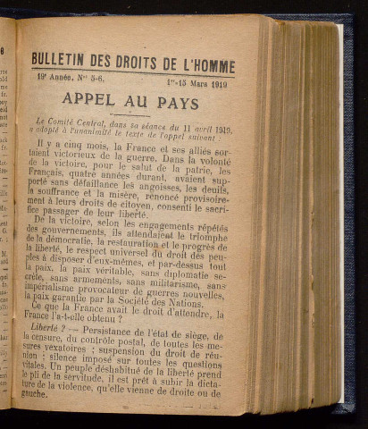 Mars 1919 - Bulletin des Droits de l'Homme