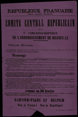 Comité central républicain de la 1re circonscription de l'arrondissement de Marseille