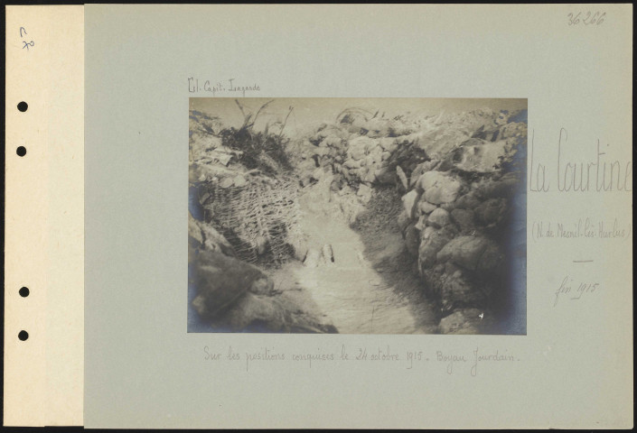 La Courtine (nord de Mesnil-lès-Hurlus). Sur les positions conquises le 24 octobre 1915. Boyau Jourdain