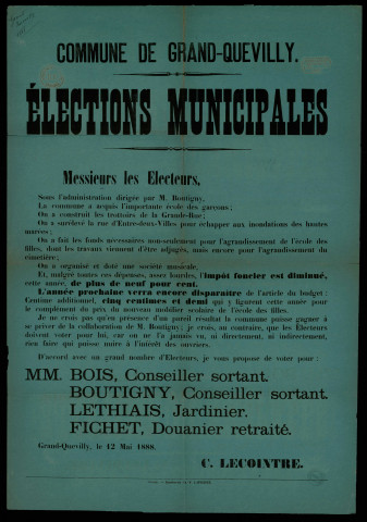 Élections Municipales : Je vous propose de voter pour Bois Boutigny Lethiais Fichet