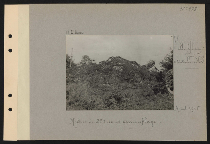 Margny-aux-Cerises. Mortier de 280 sans camouflage