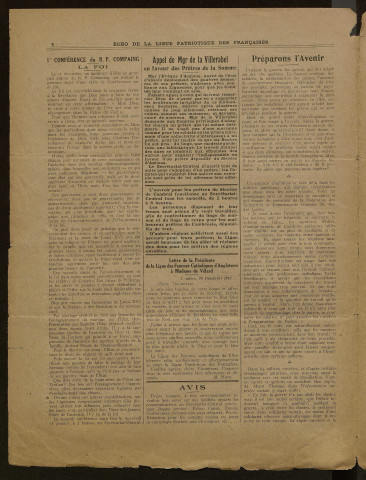 L'Echo de la Ligue patriotique des Françaises - Année 1919