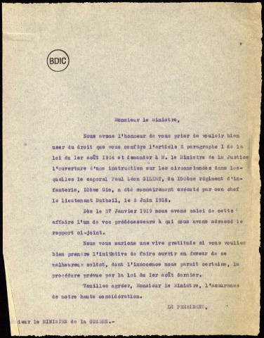 Documents liés à la préparation de la Procédure de réhabilitation. 30 octobre 1924 au 24 avril 1925.- 48p.