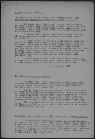 Bulletin du Bureau d'Informations Polonaises - 1948 - n°49 - n°80Autre titre : Bulletin d'Informations
