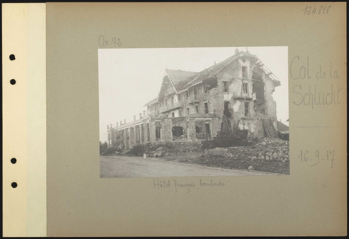 Col de la Schlucht. Hôtel français bombardé
