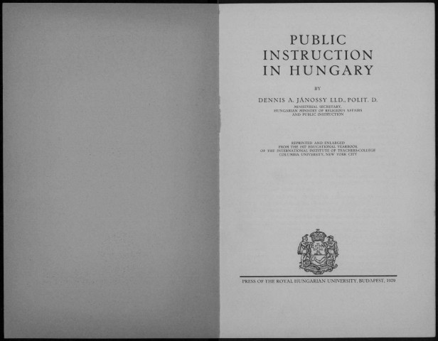 Public instruction in Hungary