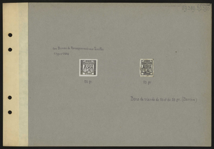 Bon de viande de 25 grammes trouvé sur le corps rejeté par la mer le 27 mai 1916 d'un soldat allemand du 36e corps d'armée, groupe de Nieuport, cantonnement de Coxyde-Bains