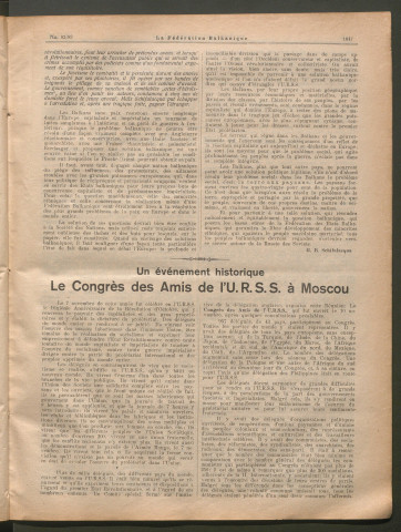 Janvier 1928 - La Fédération balkanique
