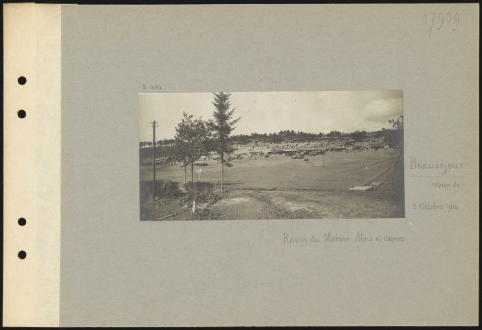 Beauséjour (région de). Ravin du Marson. Abris et cagnas