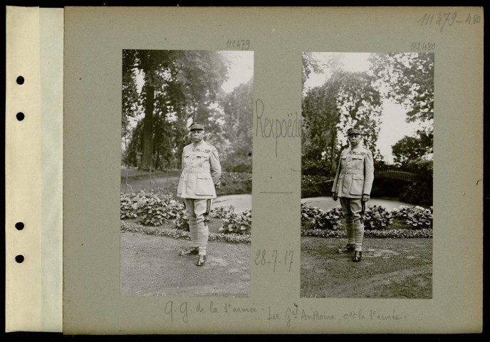 Rexpoëde. Quartier général de la 1ère armée. Le général Anthoine, commandant la 1ère armée