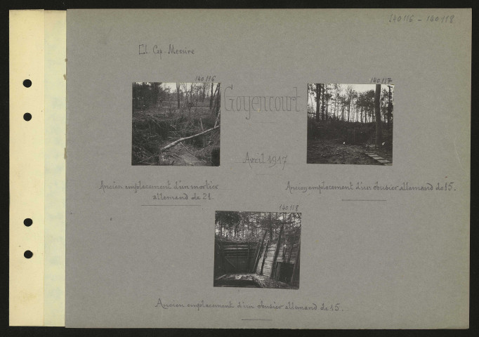 Goyencourt. Ancien emplacement d'un mortier allemand de 21