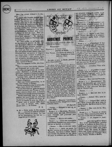L'écho du boyau (1915-1918 : n°s 1-27), Sous-Titre : Organe des poilus du 214ème