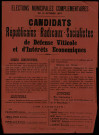Élections Municipales complémentaires : Candidats Républicains Radicaux-Socialistes