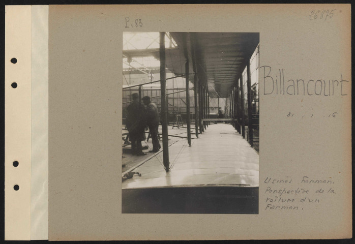 Billancourt. Usines Farman. Perspective de la voiture d'un Farman