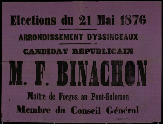 Arrondissement d'Yssingeaux : M. F. Binachon