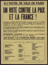 A l'hôtel de ville de Paris : un vote contre la paix et la France !