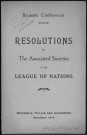 Brussels Conference. Sous-Titre : Resolutions by the Associated Societies of the League of Nations
