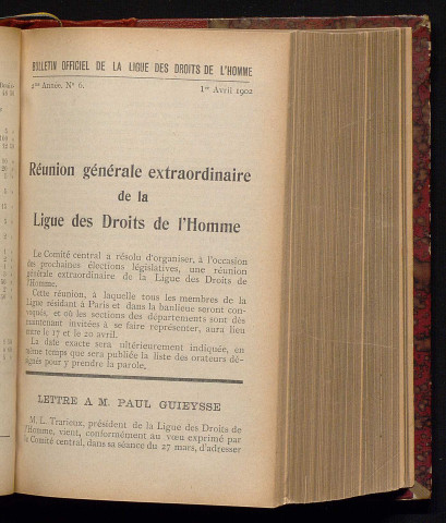 Avril 1903 - Bulletin officiel de la Ligue des Droits de l'Homme