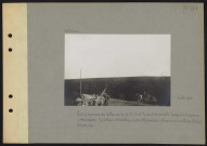 S.l. Point d'ascension du ballon de la 27e compagnie. À droite, le treuil automobile Cacquot à deux moteurs indépendants. À gauche, soldats mitrailleurs, vigies, téléphonistes, télémètre, mitrailleuse Colt sur trépied Jean