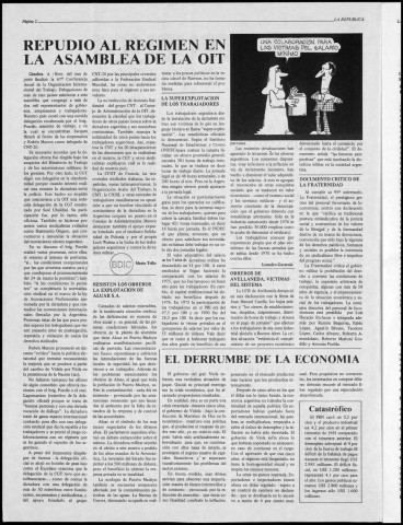 La República n° 17, julio de 1981. Sous-Titre : Vocero de la democracia argentina en el exilio. Organo de la oficina internacional de exiliados del radicalismo argentino