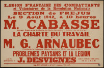 M. Cabasse... la charte du travail ... M. G. Arnaubec... Problèmes paysans et la légion