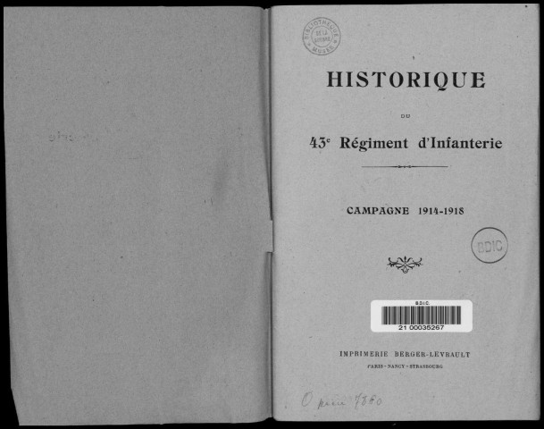 Historique du 43ème régiment d'infanterie