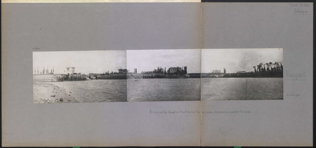 Nieuport (Belgique). Arrière-port du chenal sur lequel donnent les six canaux dégorgeant ou inondant la contrée