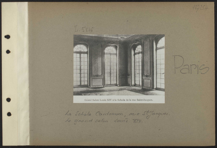 Paris. La Schola Cantorum, rue Saint-Jacques. Le grand salon Louis XIV