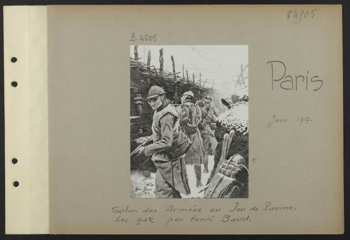 Paris. Salon des Armées au Jeu de paume. Les gaz. Par Henri Baud