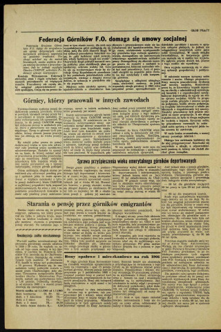 Glos Pracy (1966; n°1- n°12)  Sous-Titre : Miesiecznik robotnikow polskich zrzeszonych w C. G. T. Force Ouvrière.  Autre titre : "La Voix du Travail". Journal polonais de la C. G. T. Force Ouvrière