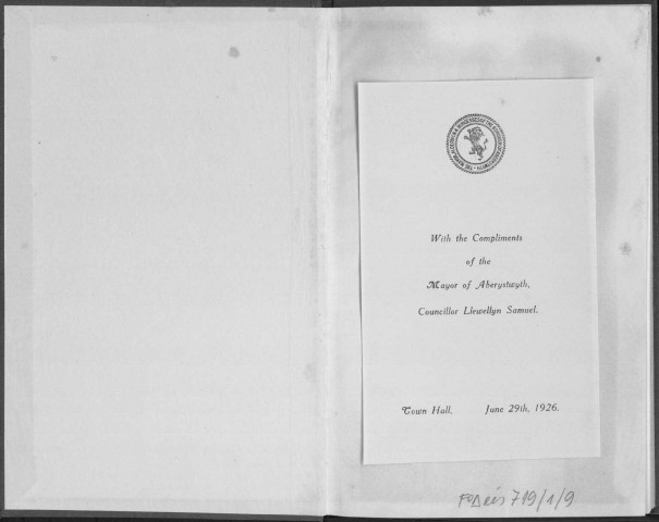 Tenth Plenary Congress of the International Federation of League of Nations Societies and the Annual Conference of the Welsh National Council of the League of Nations union. Sous-Titre : Programme of meetings and souvenir of Aberystwyth, june 29th to july 3rd, 1926