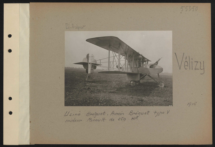 Vélizy. Usine Bréguet. Avion Bréguet type V moteur Renault de 250 HP