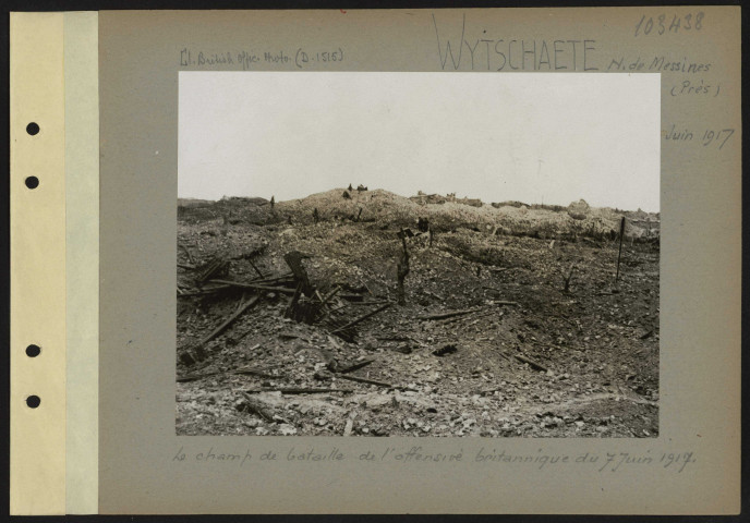 Wytschaete (nord de Messines) (près). Le champ de bataille de l'offensive britannique du 7 juin 1917