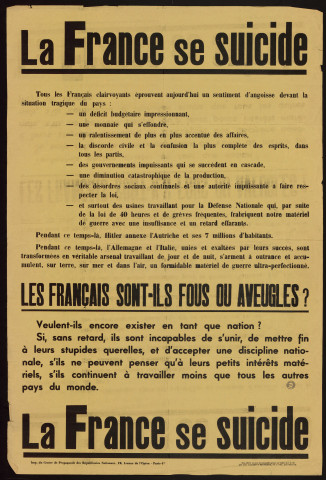La France se suicide : les Français sont-ils fous aveugles?