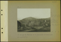 Reservoir d'Alfeld (Près Sewen). Le barrage du réservoir et le monument commémorant sa construction
