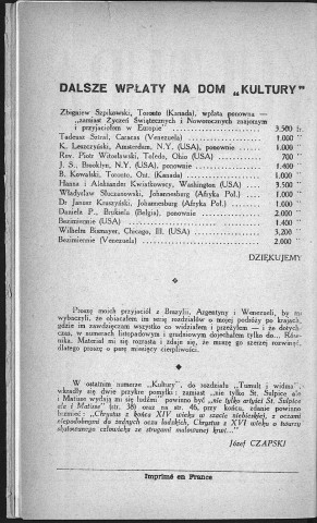 Kultura (1956, n°1(99) - n°12(110))  Sous-Titre : Szkice - Opowiadania - Sprawozdania  Autre titre : "La Culture". Revue mensuelle