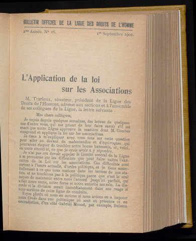 Septembre 1902 - Bulletin officiel de la Ligue des Droits de l'Homme