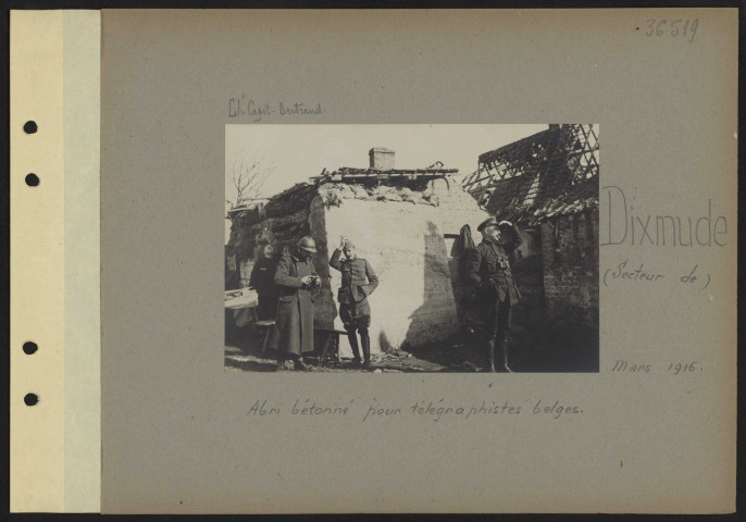 Dixmude (secteur de). Abri bétonné pour télégraphistes belges