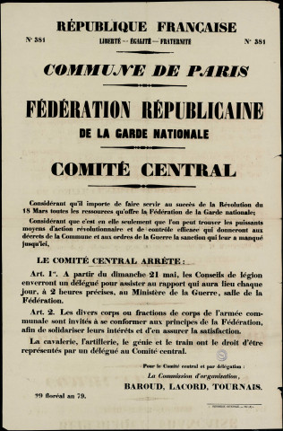 N°381. Les conseils de légion enverront un délégué pour assister au rapport