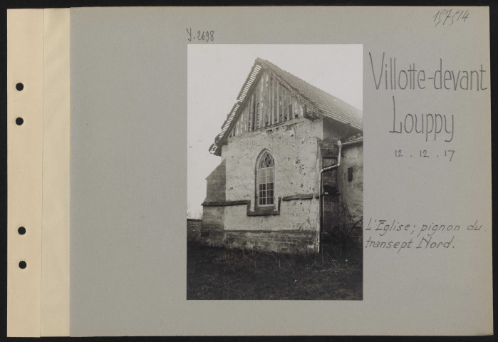 Villotte-devant-Louppy. L'église ; pignon du transept nord