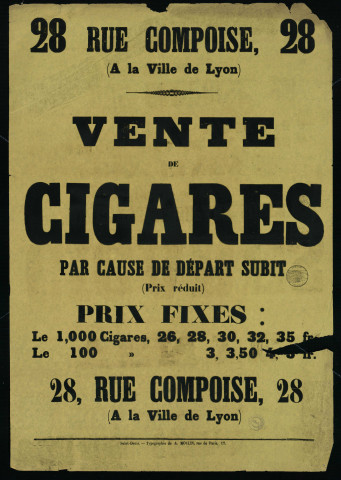 Vente de cigares par cause de départ subit