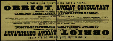A tous les électeurs de la Seine : Obriot, Avocat consultant et ancien magistrat