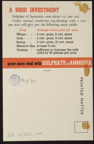 Grow more food with sulphate of ammonia