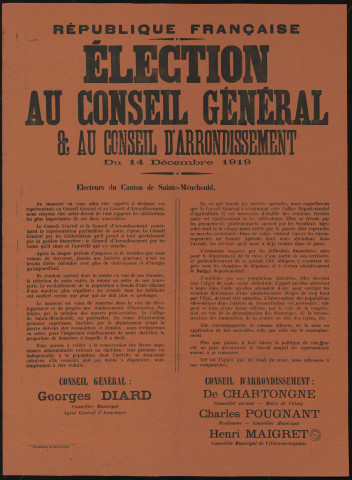 Election au Conseil général et au Conseil d'arrondissement