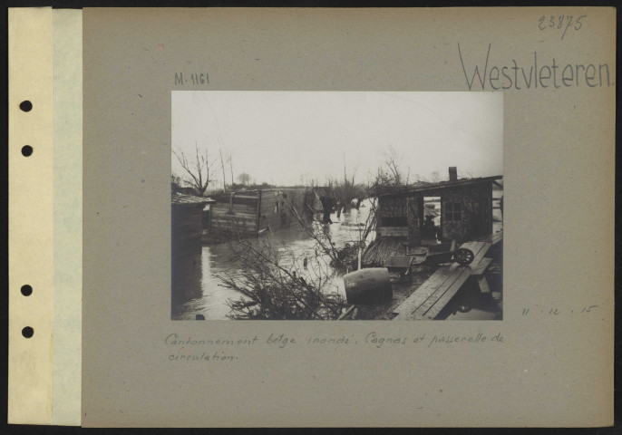 Westvleteren. Cantonnement belge inondé. Cagna et passerelle de circulation