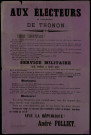 Aux électeurs de l'arrondissement de Thonon Service militaire soit réduit : André Folliet