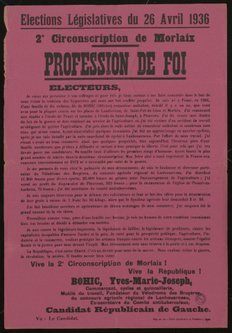 Profession de foi : Yves-Bohic, Marie-Joseph Bohic