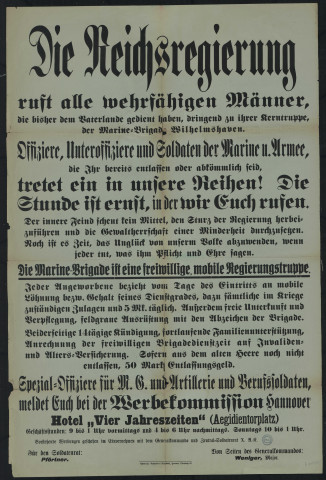 Die Reichsregierung ruft alle wehrfähigen Männer