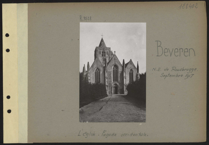 Beveren (nord-est de Rousbrugge). L'église. Façade occidentale