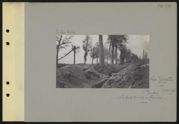 La Targette (près et au nord). La route n° 37 et tranchées